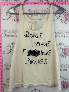 Hips and hair tank top white black Cream Graphic Tank Top - 'Don't Take Drugs'